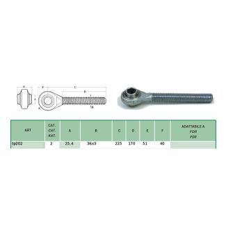 TIRANTE FILETTATO DM 25. FILETTO 36 X 3  SINISTRO  TF10430