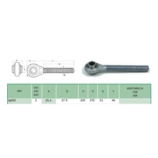 TIRANTE FILETTATO CON FORO DM 25,4 E FILETT0 27 X 3  SINISTRO