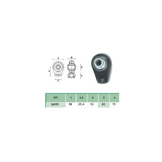 SUPPORTO CON ROTULA. FORO MM. 25,4. ESTERNO MM. 75.