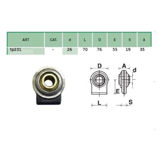 SUPPORTO CON ROTULA. FORO DM. MM. 26. 1A CATEGORIA