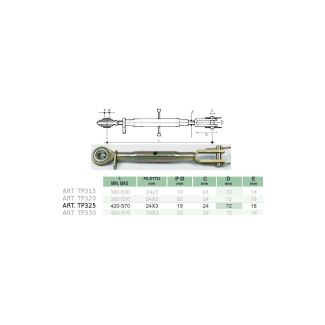 BRACCIO SOLLEVAMENTO REGISTRABILE. MM. 410 - MM. 560. DM. FORO MM. 19