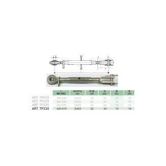 BRACCIO SOLLEVAMENTO REGISTRABILE. MM. 410 - MM. 560. DM. FORO MM. 22