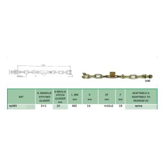 CATENA IMBRIGLIAMENTO LUNGA MM. 460. 3+1 ANELLI. ADATTABILE SAME