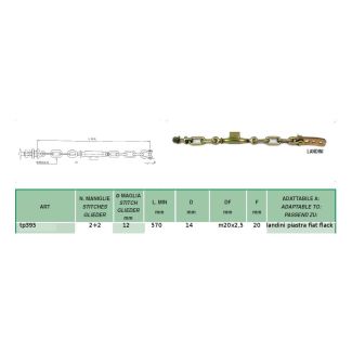 CATENA IMBRIGLIAMENTO LUNGA MM. 570. 2+2 ANELLI CON PIASTRA.