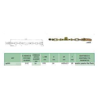 CATENA IMBRIGLIAMENTO LUNGA MM. 570. 2+2 ANELLI CON PIASTRA. ADATTABILE LANDINI