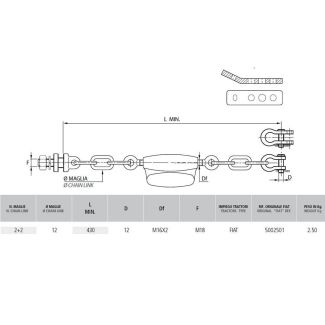 CATENA IMBRIGLIAMENTO LUNGA MM. 430 2+2 ANELLI. ADATTABILE FIAT