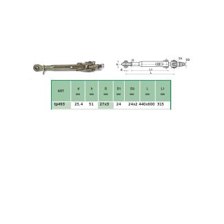 STABILIZZATORE LATERALE MM. 440 - MM. 600. DM. FORO MM. 25,4