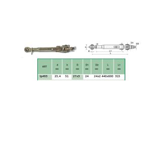 STABILIZZATORE LATERALE LUNGHEZZA MINIMA MM. 440, MASSIMA MM. 600. DM. FORO D'ATTACCO MM. 25,4