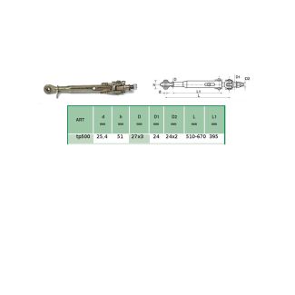 STABILIZZATORE LATERALE MM. 510 - MM. 670. DM. FORO MM. 25,4