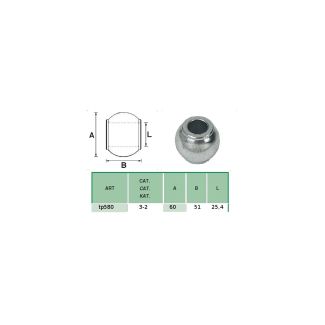 ROTULA PER TERZO PUNTO. DIMENSIONI INT. MM. 25,4. EST. MM.,60. H. MM. 51. LAVORA CON IL GANCIO RAPID