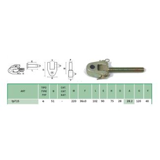 ATTACC0 SNODATO FIL. 36 X 3 FORO DM. 28 DX