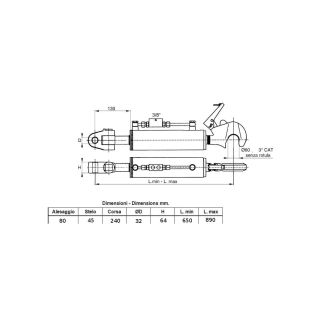 TERZO PUNTO IDRAULICO CON GANCIO RAPIDO E FORCELLA SNODATA, CON  VALVOLA DI BLOCCO DA 3/8'. STELO DM