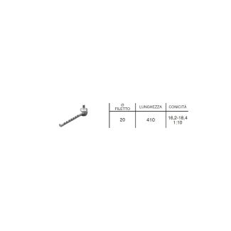 TESTINA STERZO LUNGA MM. 350 DIAMETRO MM. 20 CON TIRANTE MASCHIO. CONO MM. 16,2 - 18,4