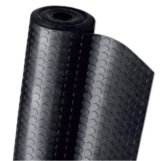 TAPPETO IN GOMMA NERO SBR. BOLLE INDUSTRIALI. SPESSORE MM. 3, H. CM. 120.