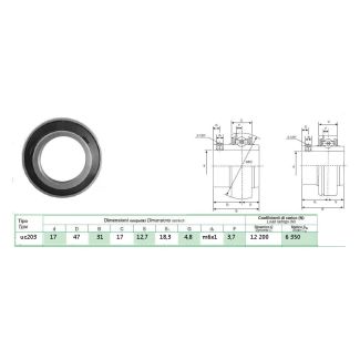 CUSCINETTO DM. INTERNO MM. 17 PER SUPPORTO IN GHISA