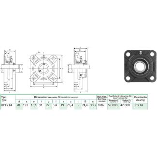 SUPPORTO AUTOALLINEANTE FLANGIATO A 4 FORI  DM. MM. 70