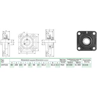 SUPPORTO AUTOALLINEANTE FLANGIATO A 4 FORI  DM. MM. 80