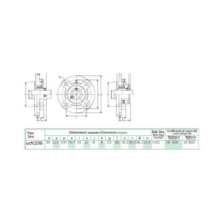 SUPPORTO AUTOALLINEANTE IN GHISA CON FLANGIA A 4 FORI AUTOCENTRANTE CON CUSCINETTO DM. MM. 30