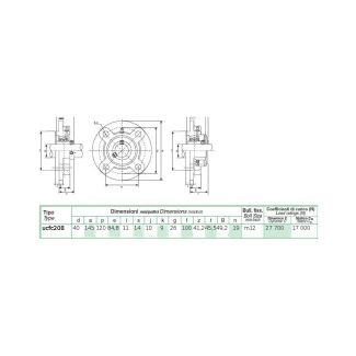 SUPPORTO IN GHISA CON FLANGIA A 4 FORI AUTOCENTRANTE DM. MM. 40