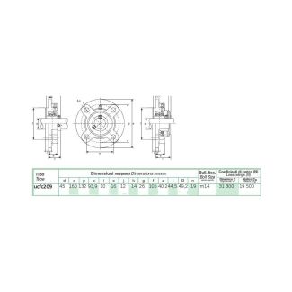 SUPPORTO AUTOALLINEANTE IN GHISA CON FLANGIA A 4 FORI AUTOCENTRANTE CONCUSCINETTO DM. MM. 45