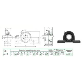 SUPPORTO AUTOALLINEANTE CON CUSCINETTO FORO DM. MM. 15