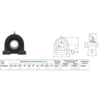 SUPPORTO C/CUSCINETTO DIAM. 40