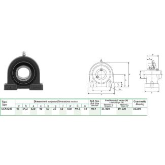 SUPPORTO C/CUSCINETTO DIAM. 45