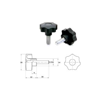VOLANTINO DM. MM. 30 IN NYLON CON PERNO 8 MA LUNGO MM. 30