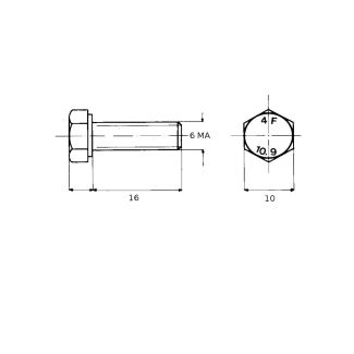 VITE 6X16 A RESISTENZA 10,9 TESTA ESAGONALE 5737