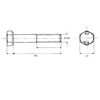 VITE 8X80 A RESISTENZA 10,9 TESTA ESAGONALE 5737