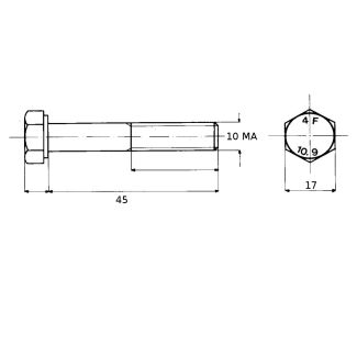 VITE 10X45 A RESISTENZA 10,9 TESTA ESAGONALE 5737