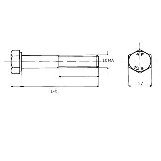 VITE 10X140 A RESISTENZA 10,9 TESTA ESAGONALE 5737