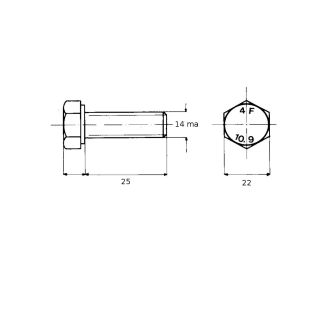 VITE 14X25 A RESISTENZA 10,9 TESTA ESAGONALE 5737