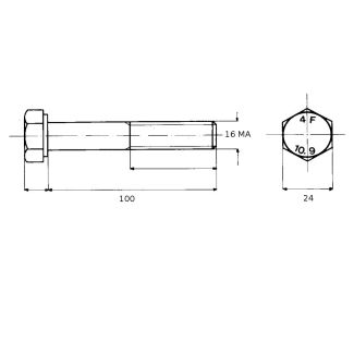 VITE 16X100 A RESISTENZA 10,9 TESTA ESAGONALE 5737