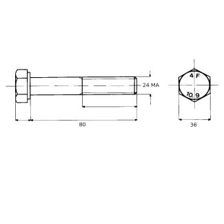 VITE 24X80 A RESISTENZA 10,9 TESTA ESAGONALE 5737