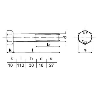 VITE 16X110 A RESISTENZA 10,9 PER CARPENTERIA A TESTA ESAGONALE MAGGIORATA  5712