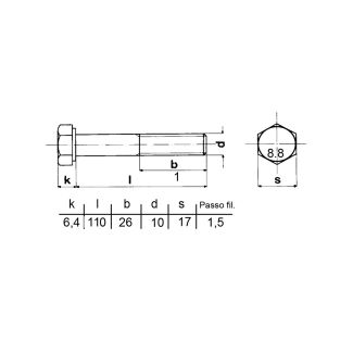 VITE TESTA ESAGONA 5737 ZINCATA 10x110