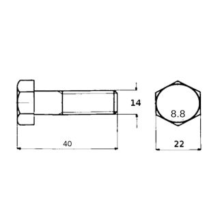 VITE TESTA ESAGONALE 5740 ZINCATA 14x40x1.5