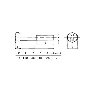 VITE TESTA ESAGONALE 5737 ZINCATA 16x110