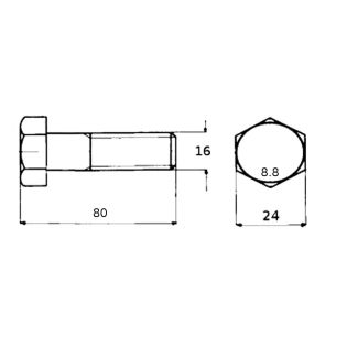 VITE TESTA ESAGONALE 5738 ZINCATA 16x80x1.5