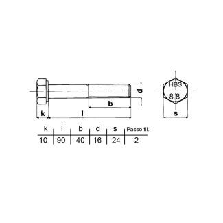 VITE TESTA ESAGONALE 5737 ZINCATA 16x90