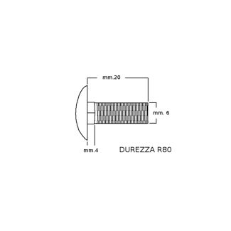 VITE TESTA TONDA  CON QUADRO SOTTO TESTA ZINCATE 6x20 DUREZZA 8.8