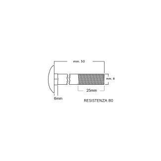   VITE TESTA TONDA  CON QUADRO SOTTO TESTA  ZINCATE 8x50 DUREZZA 8.8