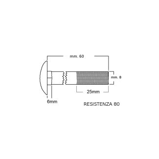 VITE TESTA TONDA  CON QUADRO SOTTO TESTA  ZINCATE 8x60 DUREZZA 8.8