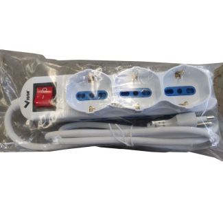 MULTIPRESA 250 V 16A COMPOSTA DA 3 PRESE TEDESCHE E 6 PRESE LATERALI
