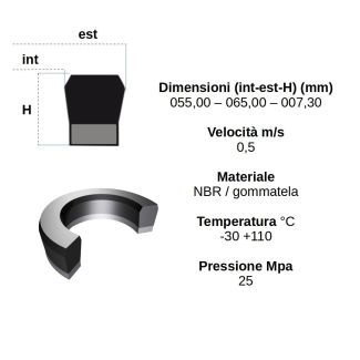 TENUTA STELO 55 65 7.3 MONODIREZIONALE IN NBR GOMMATELA