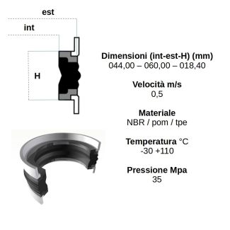 GUARNIZIONE PISTONE 44 60 18.4. PACCHETTO IN NBR, POM E TPE