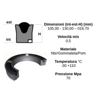 TENUTA PISTONE 105 130 16,70 IN NBR E POM