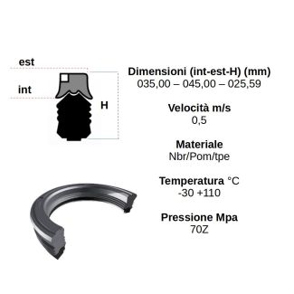 GUARNIZIONE STELO 35 45 25.59 IN NBR, POM, TPE