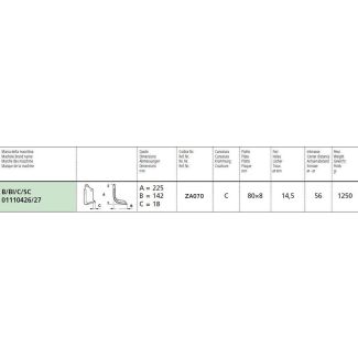 ZAPPA FRESA ADATTABILE MASCHIO TIPO B  80X8 interasse mm. 56 foro mm. 14,5